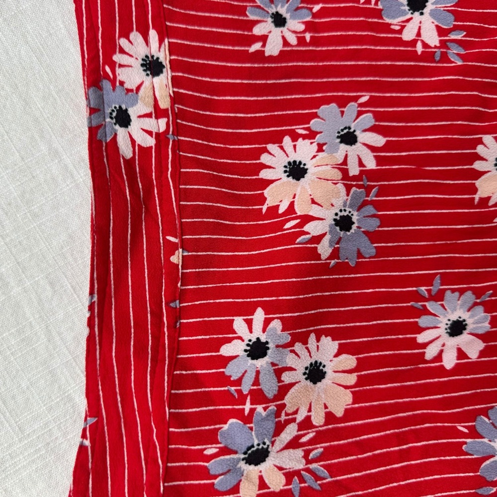 Madewell Skirt Womens 0 Side Button Daisy Society Retro Stripe Red Floral Size 4 - Picture 7 of 14